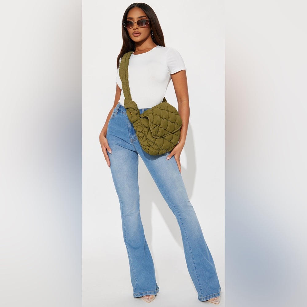 Olive Quilted Shoulder Bag